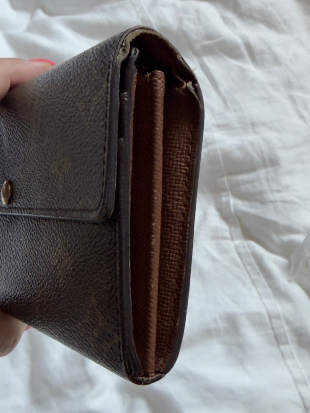 Louis Vuitton Canvas Monogram Sarah Long Card Coin Snap Wallet * Read* Authentic - Picture 4 of 10